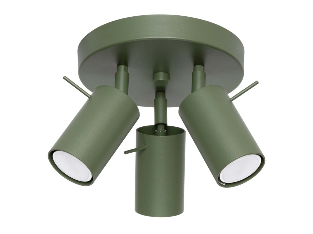 Plafon RINTO 3P zielony oliwkowy