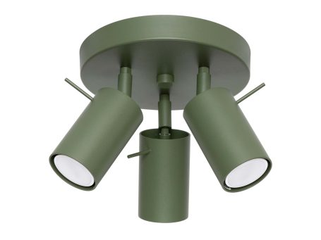Plafon RINTO 3P zielony oliwkowy