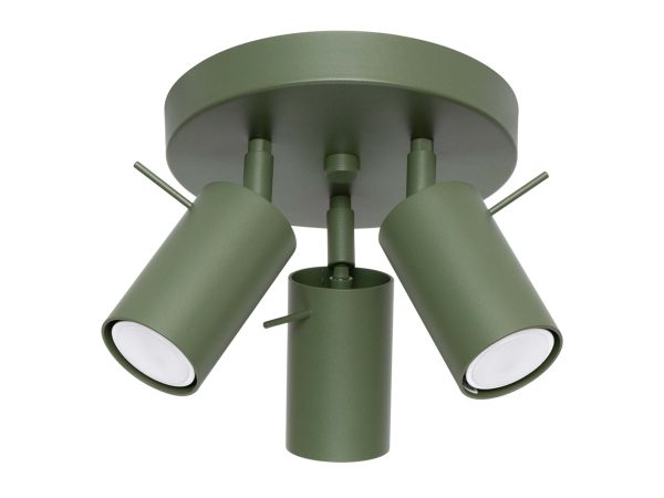 Plafon RINTO 3P zielony oliwkowy