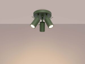 Miniaturka 2 - Plafon trójpunktowy oliwkowy świecący ciepłym światłem