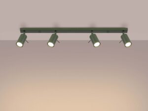 Miniaturka 2 - Plafon czteropunktowy oliwkowy świecący ciepłym światłem
