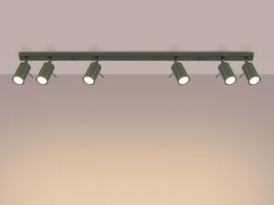 Miniaturka 2 - Plafon sześciopunktowy oliwkowy w aranżacji sufitu na szarym tle