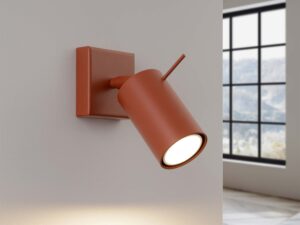 Miniaturka 4 - Terakotowy kinkiet ścienny z włącznikiem i świecącą żarówką