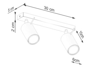 Miniaturka 8 - Schemat wymiarów plafonu sufitowego dwupunktowego ceglastego 30x5x2cm