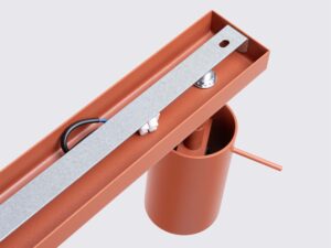 Miniaturka 3 - Detal cylindrycznego reflektora plafonu trójpunktowego ceglastego z gniazdem GU10