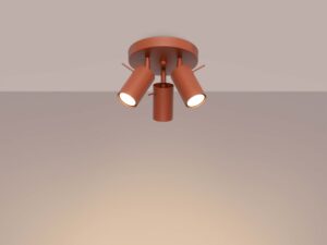 Miniaturka 2 - Plafon trójpunktowy ceglasty z okrągłą podstawą świecący ciepłym światłem