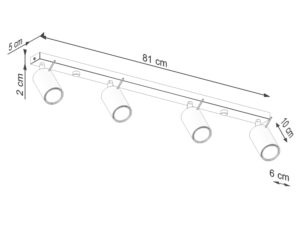 Miniaturka 8 - Schemat wymiarów plafonu sufitowego czteropunktowego ceglastego z listwą 81x5x2cm