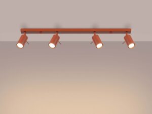 Miniaturka 2 - Plafon czteropunktowy ceglasty z prostokątną listwą świecący ciepłym światłem