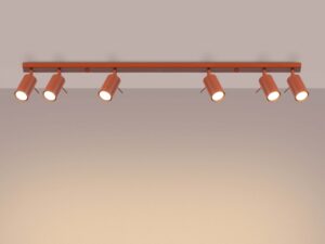 Miniaturka 2 - Plafon sześciopunktowy ceglasty z prostokątną listwą świecący ciepłym światłem