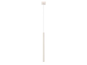Miniaturka 11 - Lampa wisząca jednopunktowa kremowa z długim cylindrycznym kloszem na białym tle