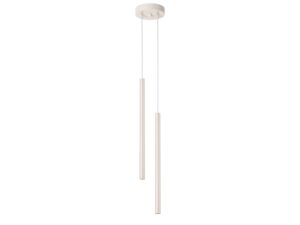 Miniaturka 10 - Lampa wisząca dwupunktowa kremowa z dwoma długimi cylindrycznymi kloszami na białym tle