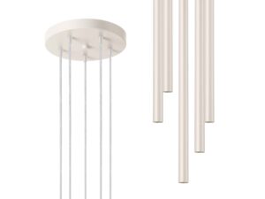 Miniaturka 1 - Lampa wisząca pięciopunktowa biała tubowa podsufitka i tuby zbliżenie