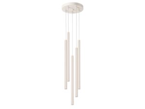 Miniaturka 10 - Lampa wisząca pięciopunktowa biała z cienkimi tubami na białym tle