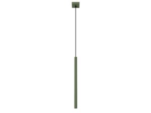 Miniaturka 11 - Lampa wisząca jednopunktowa zielona z cylindryczną tubą na białym tle