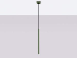 Miniaturka 2 - Zielona lampa wisząca jednopunktowa z cylindryczną tubą na szarym tle
