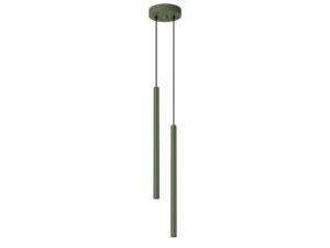 Miniaturka 10 - Lampa wisząca dwupunktowa zielona ze świecącymi tubami ciepłe światło