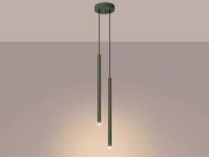 Miniaturka 3 - Schemat wymiarów lampy wiszącej dwupunktowej zielonej tubowej 15x3x114cm