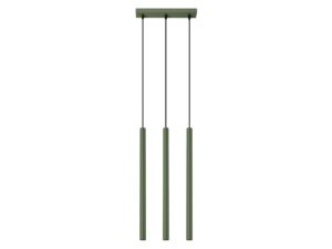 Miniaturka 10 - Zielona lampa wisząca trójpunktowa z cylindrycznymi tubami na szarym tle