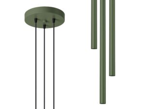 Miniaturka 1 - Lampa wisząca trójpunktowa zielona tubowa podsufitka i tuby zbliżenie