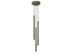 Miniaturka 10 - Lampa wisząca trójpunktowa zielona z cylindrycznymi tubami na białym tle