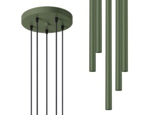 Miniaturka 1 - Lampa wisząca pięciopunktowa zielona tubowa podsufitka i tuby zbliżenie