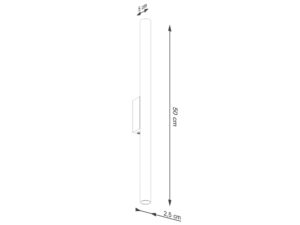 Miniaturka 3 - Schemat wymiarów kinkieta ściennego zielonego tubowego 5x50x2.5cm