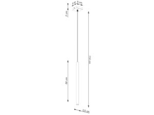 Miniaturka 6 - Schemat wymiarów lampy wiszącej jednopunktowej ceglastej 8x114cm