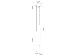 Miniaturka 5 - Schemat wymiarów lampy wiszącej dwupunktowej ceglastej 15x114cm