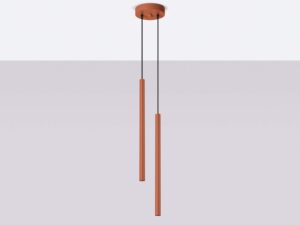 Miniaturka 2 - Ceglasta lampa wisząca dwupunktowa z cylindrycznymi tubami na szarym tle