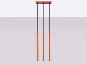 Miniaturka 2 - Ceglasta lampa wisząca trójpunktowa z listwą na szarym tle