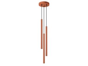 Miniaturka 10 - Lampa wisząca trójpunktowa ceglasta z cylindrycznymi tubami zbliżenie