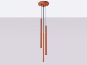 Miniaturka 2 - Lampa wisząca trójpunktowa ceglasta z cylindrycznymi tubami na białym tle