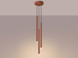 Miniaturka 3 - Ceglasta lampa wisząca trójpunktowa z cylindrycznymi tubami na szarym tle