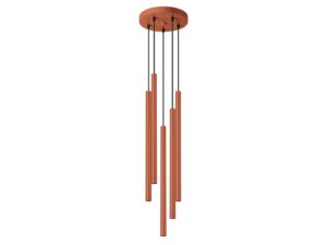 Miniaturka 10 - Lampa wisząca pięciopunktowa ceglasta z cylindrycznymi tubami zbliżenie