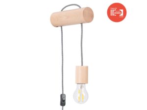 Miniaturka 1 - Drewniany kinkiet z żarówką filamentową nagroda Good Design 2024