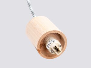 Miniaturka 9 - Gniazdo G9 wewnątrz drewnianej oprawki kinkieta z oznaczeniem LED MAX 8W
