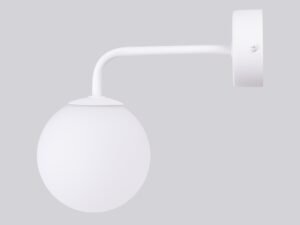 Miniaturka 4 - Kinkiet biały z kulistą kulą na szarym tle profil