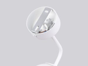 Miniaturka 2 - Biała rozeta sufitowa lampy z widocznym systemem montażowym