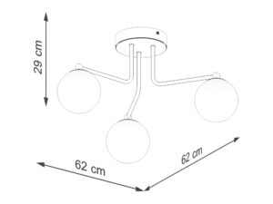 Miniaturka 7 - Instrukcja montażu lampy sufitowej trójramiennej białej z kulami