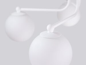 Miniaturka 4 - Detal mocowania kuli do ramienia lampy sufitowej białej zbliżenie