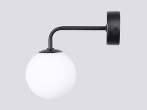 Miniaturka 5 - Kinkiet czarny z białą kulą na szarym tle profil