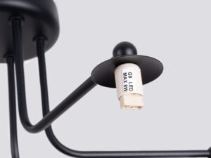 Miniaturka 6 - Gniazdo G9 lampy sufitowej pięcioramiennej czarnej z oznaczeniem LED MAX 8W