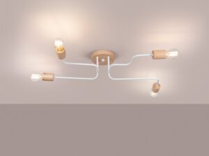 Miniaturka 2 - Lampa sufitowa czteroramienna ze świecącymi żarówkami ciepłe światło
