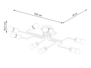 Miniaturka 7 - Schemat wymiarów lampy sufitowej ośmioramiennej 100x60cm