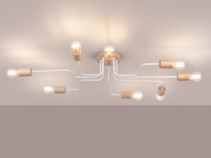 Miniaturka 2 - Lampa sufitowa ośmioramienna ze świecącymi żarówkami ciepłe światło