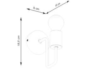 Miniaturka 8 - Schemat wymiarów kinkietu z drewnianą oprawką 19x18,5cm