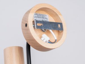 Miniaturka 4 - Wnętrze drewnianej podstawy kinkietu z kostką elektryczną