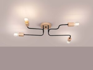 Miniaturka 2 - Lampa sufitowa czteroramienna ze świecącymi żarówkami ciepłe światło