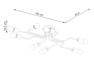 Miniaturka 6 - Schemat wymiarów lampy sufitowej ośmioramiennej 100x60cm