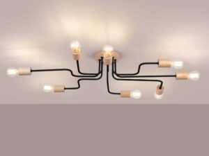 Miniaturka 2 - Lampa sufitowa ośmioramienna ze świecącymi żarówkami ciepłe światło